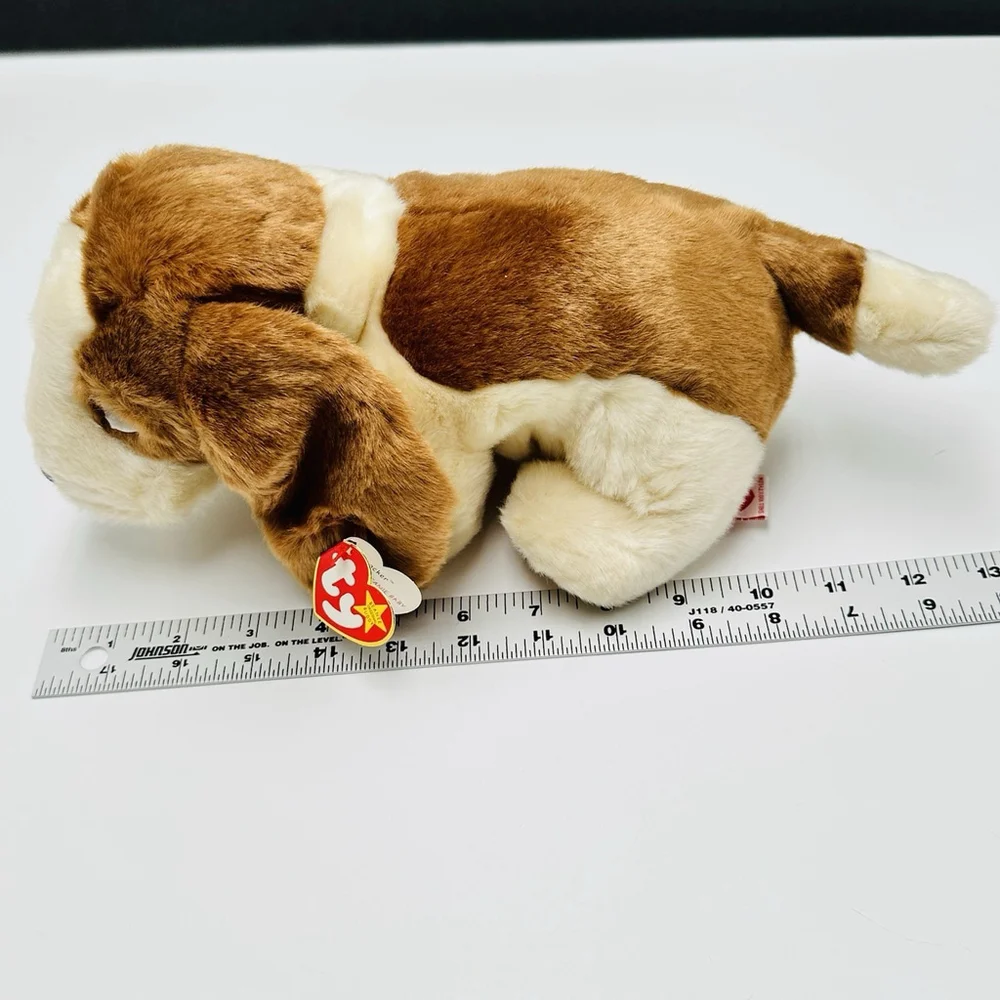 TY Beanie Buddies Buddy TRACKER Basset Hound Pup Dog W/ Ear Tag Plush 1998 14”